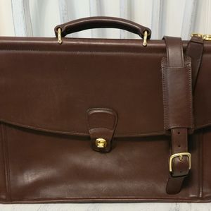 NEVER CARRIED COACH Vtg 90s Mahoney Brown Leather Briefcase Bag Laptop Satchel